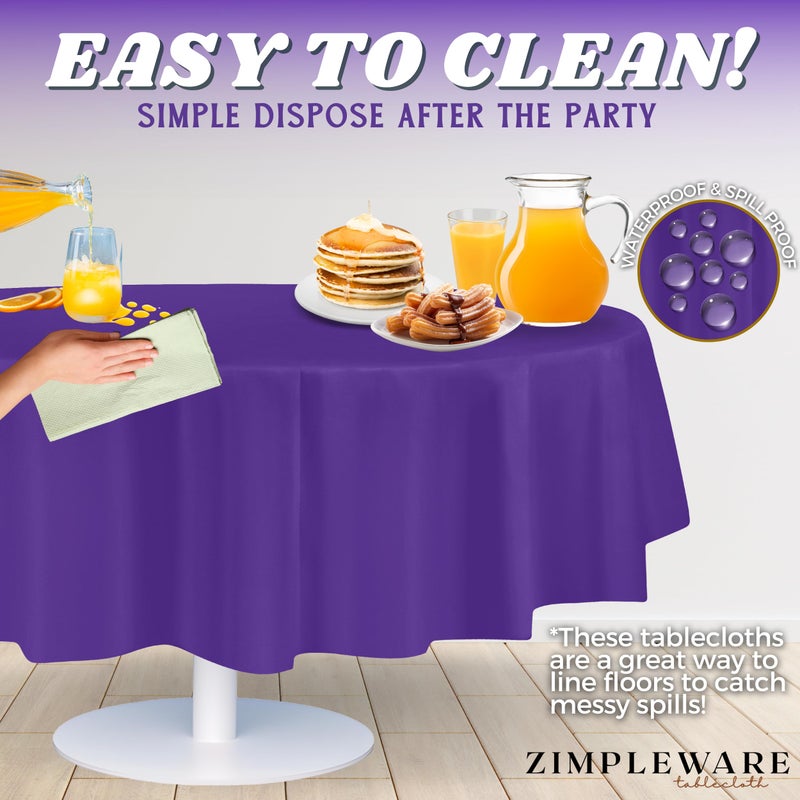 ZIMPLEWARE Premium Purple Plastic Table Cloth Disposable (6 Pack) Round Tablecloth (84in) Party Table Cloths Disposable, Perfect Table Cloth Round Cover for Any Table Up to 6 Feet - Image 5